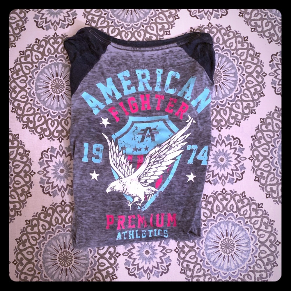 Three quarter sleeve American fighter tee